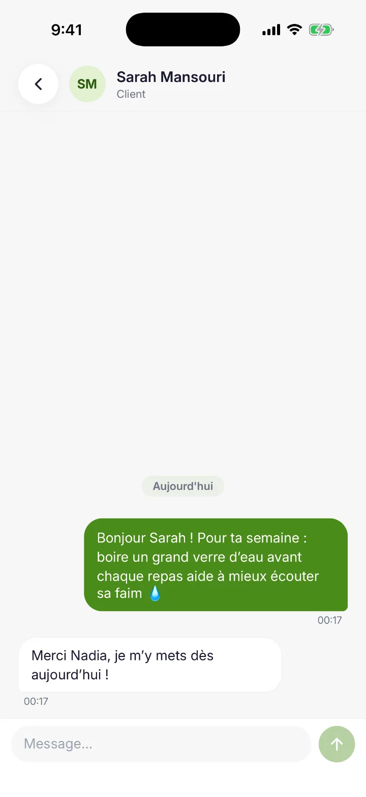 Screenshot — Send a nutrition tip