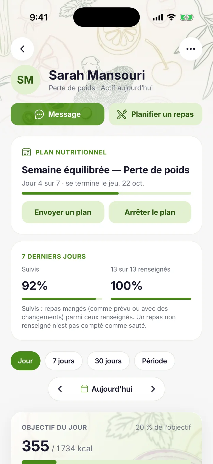 Screenshot — A client’s page