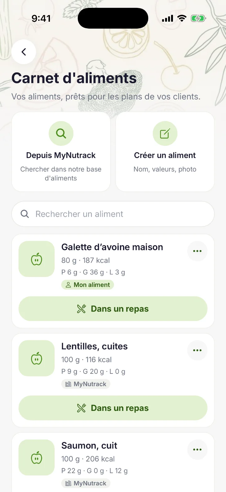 Screenshot — Open your food book