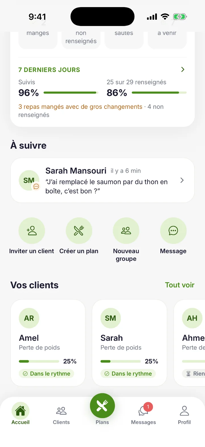 Screenshot — Needs your attention, shortcuts and your clients