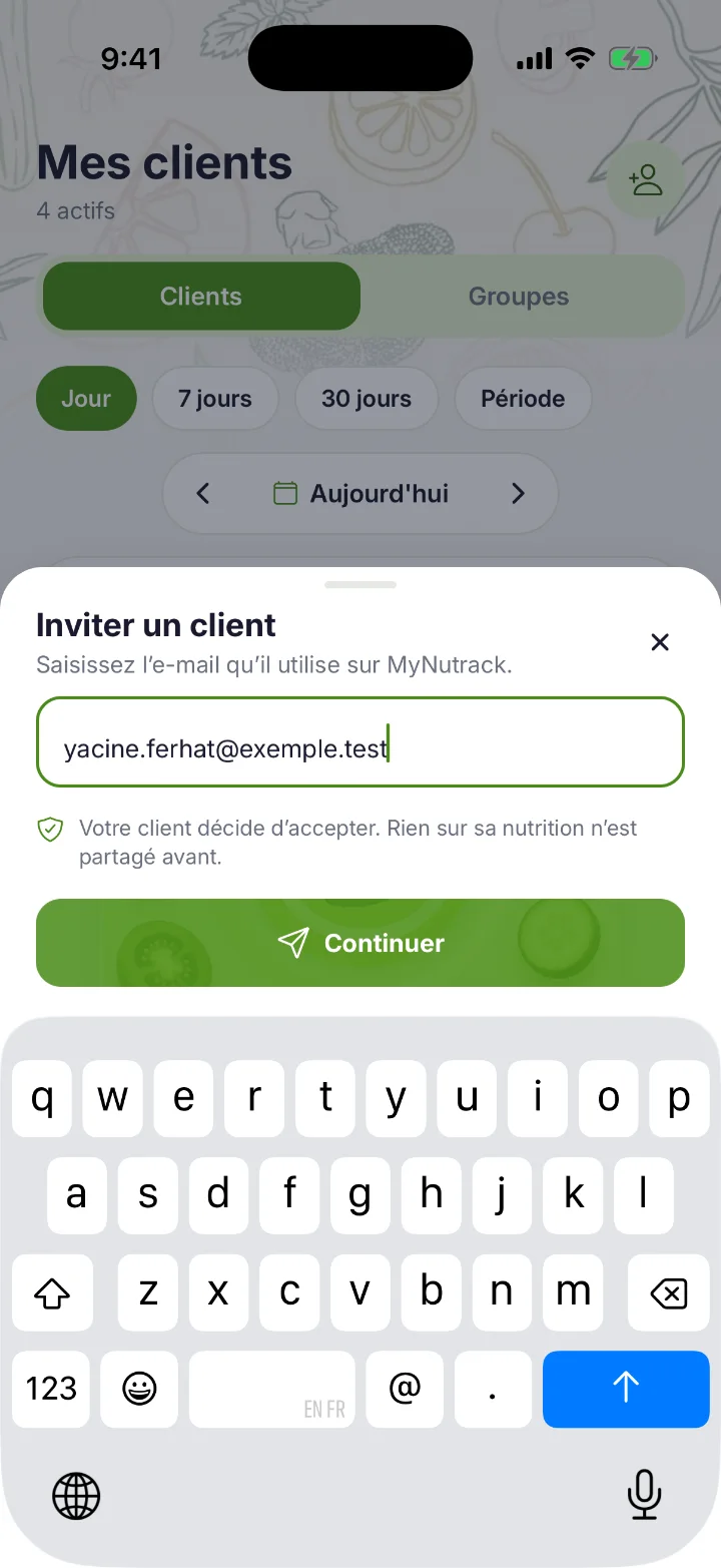 Screenshot — From the app