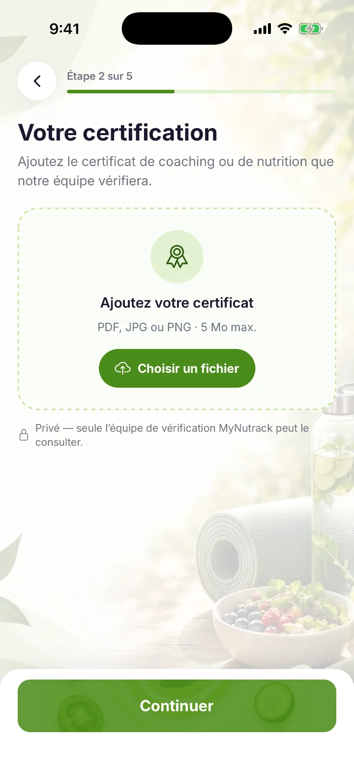 Screenshot — Step 2 — Your certification
